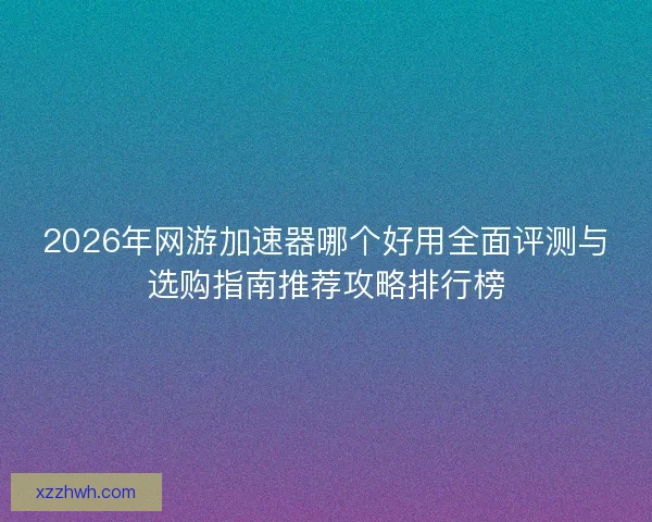 2026年网游加速器哪个好用全面评测与选购指南推荐攻略排行榜