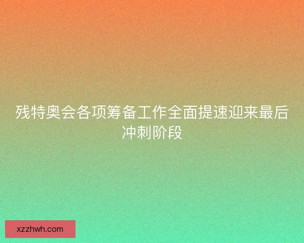 残特奥会各项筹备工作全面提速迎来最后冲刺阶段