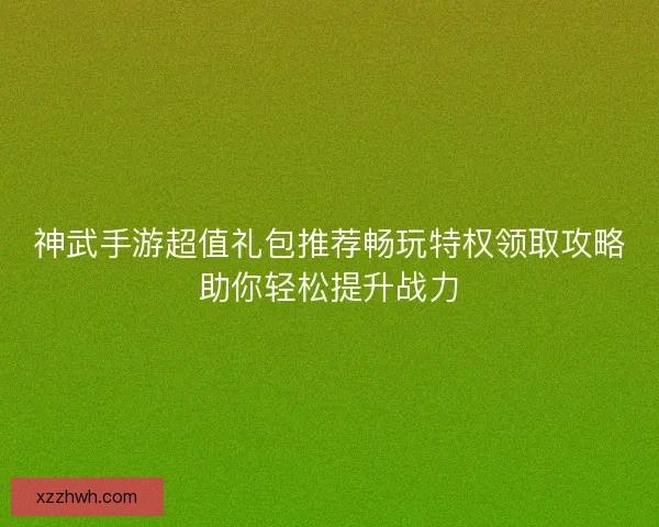 神武手游超值礼包推荐畅玩特权领取攻略助你轻松提升战力